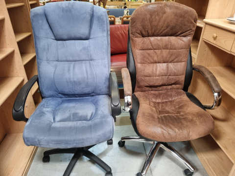 Sessel, Bürosessel, Ledersessel, braun, hellblau, 