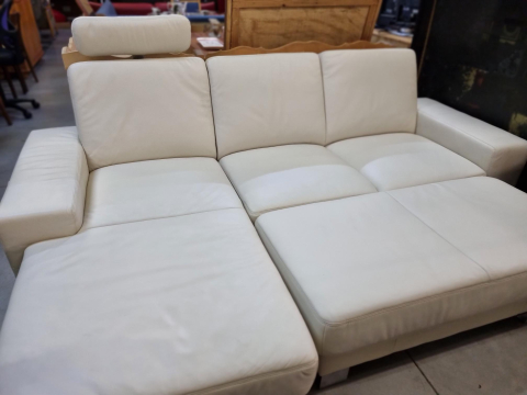 Couch, Sofa, leder, Ledercouch, weiss, 