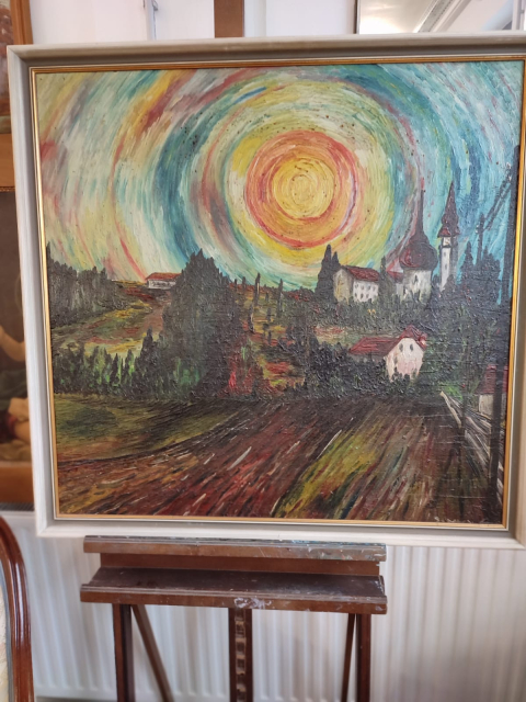 Bild, Landschaft, Blumenwiese, Ölbild, Aquarellbild, Bleistiftbild, 