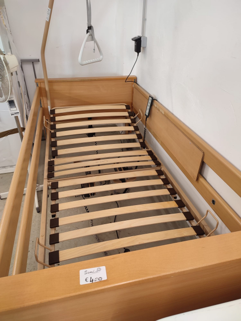 Bett, Krankenbett, elektrisch, Holz, 